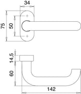 EDI Profiltürdrückerlochteil 1030/2033 Edelstahl EST oval 8 mm gerade – fest-drehbar, verdeckte Verschraubung