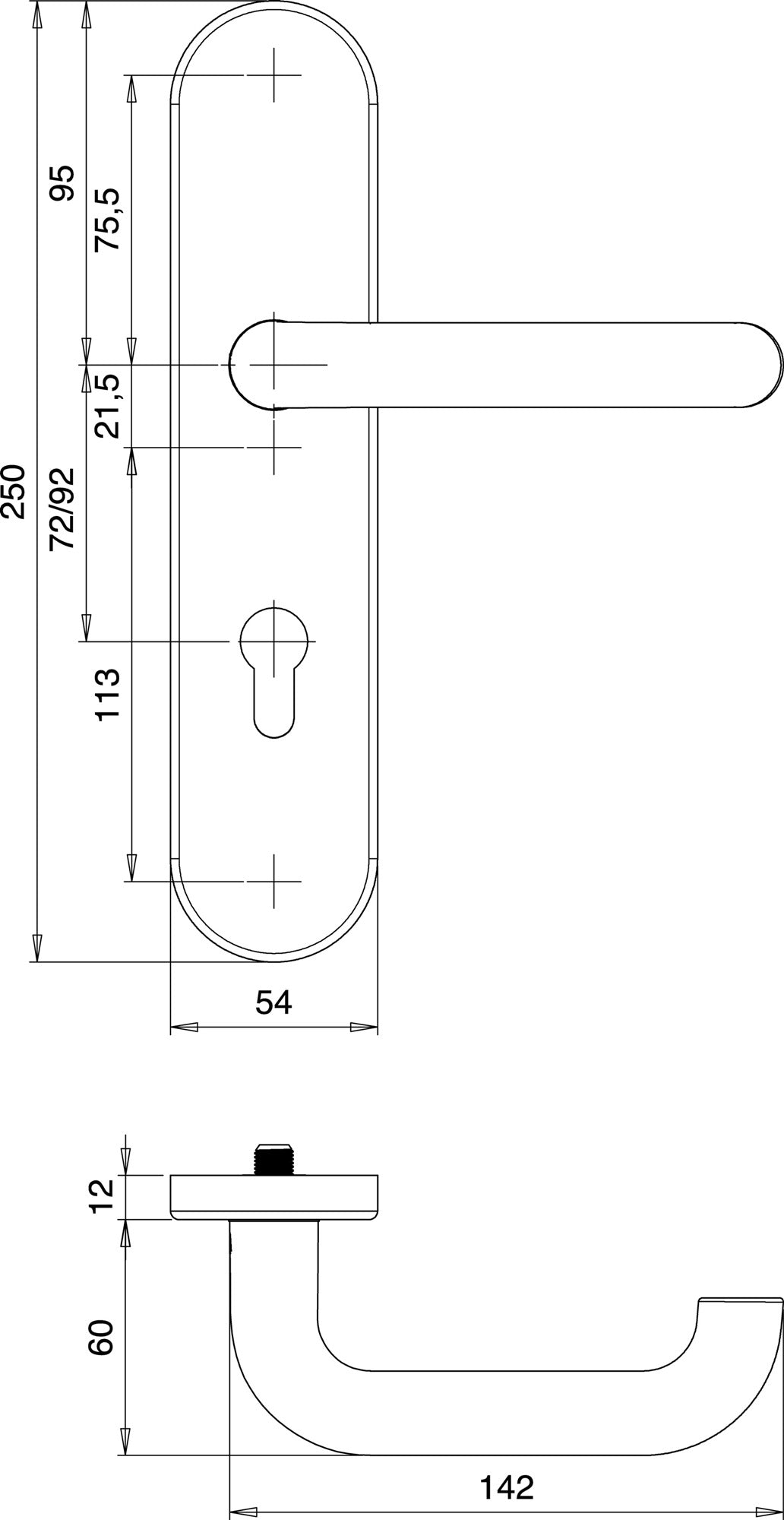 EDI Schutzgarnitur Logo 8753/7203 Edelstahl für Türstärke 35-45 mm, PZ, ES1