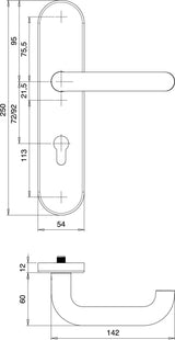 EDI Schutzgarnitur Logo 8753/7203 Edelstahl für Türstärke 35-45 mm, PZ, ES1