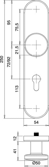 EDI Schutzgarnitur Logo 8753/7203 Edelstahl für Türstärke 35-45 mm, PZ, ES1