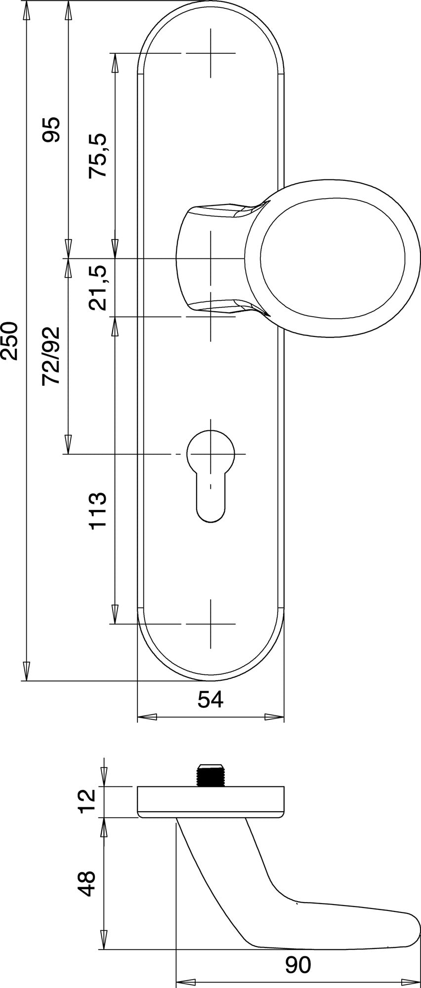 EDI Schutzgarnitur Logo 8753/7203 Edelstahl für Türstärke 35-45 mm, PZ, ES1