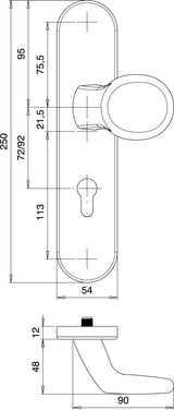 EDI Schutzgarnitur Logo 8753/7203 Edelstahl für Türstärke 35-45 mm, PZ, ES1