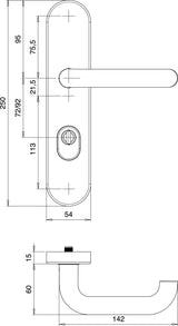 EDI Schutzgarnitur Logo 8755/7203 Alu F1, 72 mm, für Türstärke 35-45 mm, ES1, DIN links/rechts