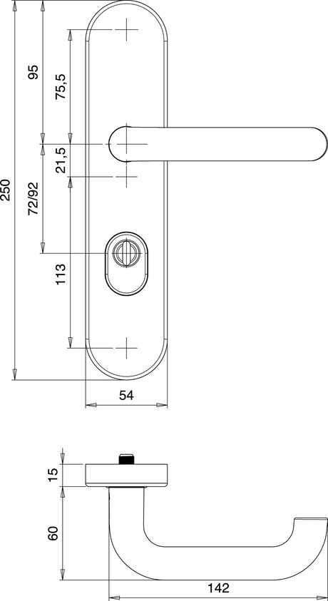 EDI Schutzgarnitur Logo 8755/7203 Alu F1, 72 mm, für Türstärke 35-45 mm, ES1, DIN links/rechts