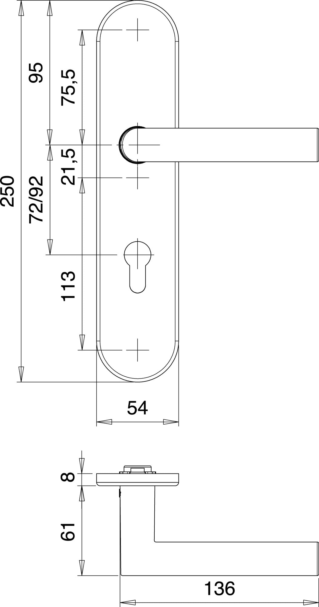 EDI Schutzgarnitur Logo 8745/0272 Aluminium F1 für Türstärke 35-45 mm, DIN links/rechts, ES1