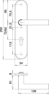 EDI Schutzgarnitur Logo 8745/0272 Aluminium F1 für Türstärke 35-45 mm, DIN links/rechts, ES1