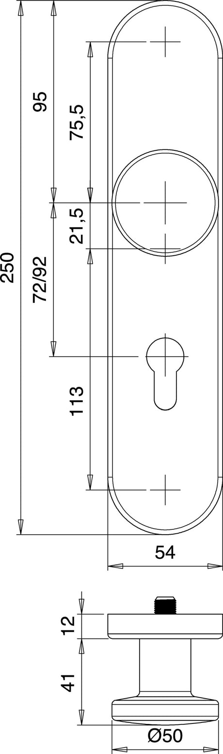 EDI Schutzgarnitur Logo 8743/7203 Edelstahl ES1 für Türstärke 35-45 mm
