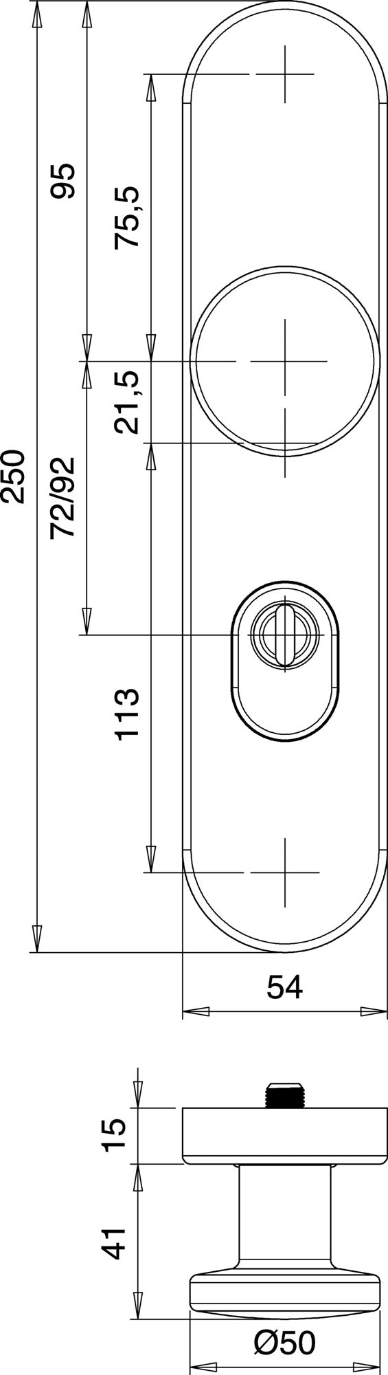 EDI Schutzgarnitur Logo 8745/0272 Aluminium F1 für Türstärke 35-45 mm, DIN links/rechts, ES1