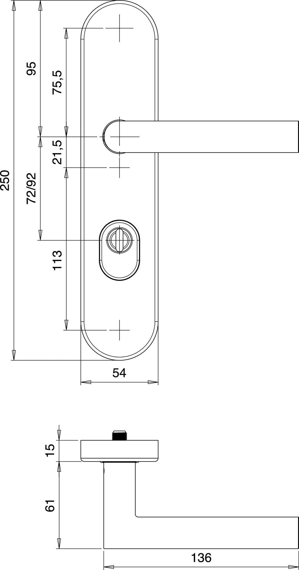 EDI Schutzgarnitur Logo 8745/7203 Edelstahl PZ 72 mm ES1 für Türstärke 35-45 mm