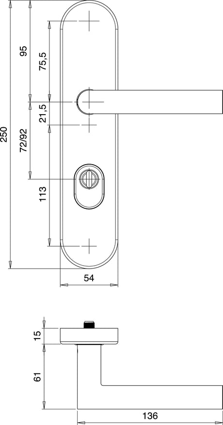 EDI Schutzgarnitur Logo 8745/7203 Edelstahl PZ 72 mm ES1 für Türstärke 35-45 mm