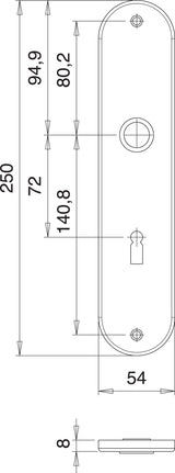 EDI Renovierschild 206 Z Edelstahl oval 250 mm Entfernung 72 mm – 2 Stück