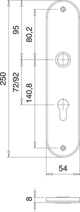 EDI Renovierschild 206 Z Edelstahl oval 250 mm Entfernung 72 mm – 2 Stück