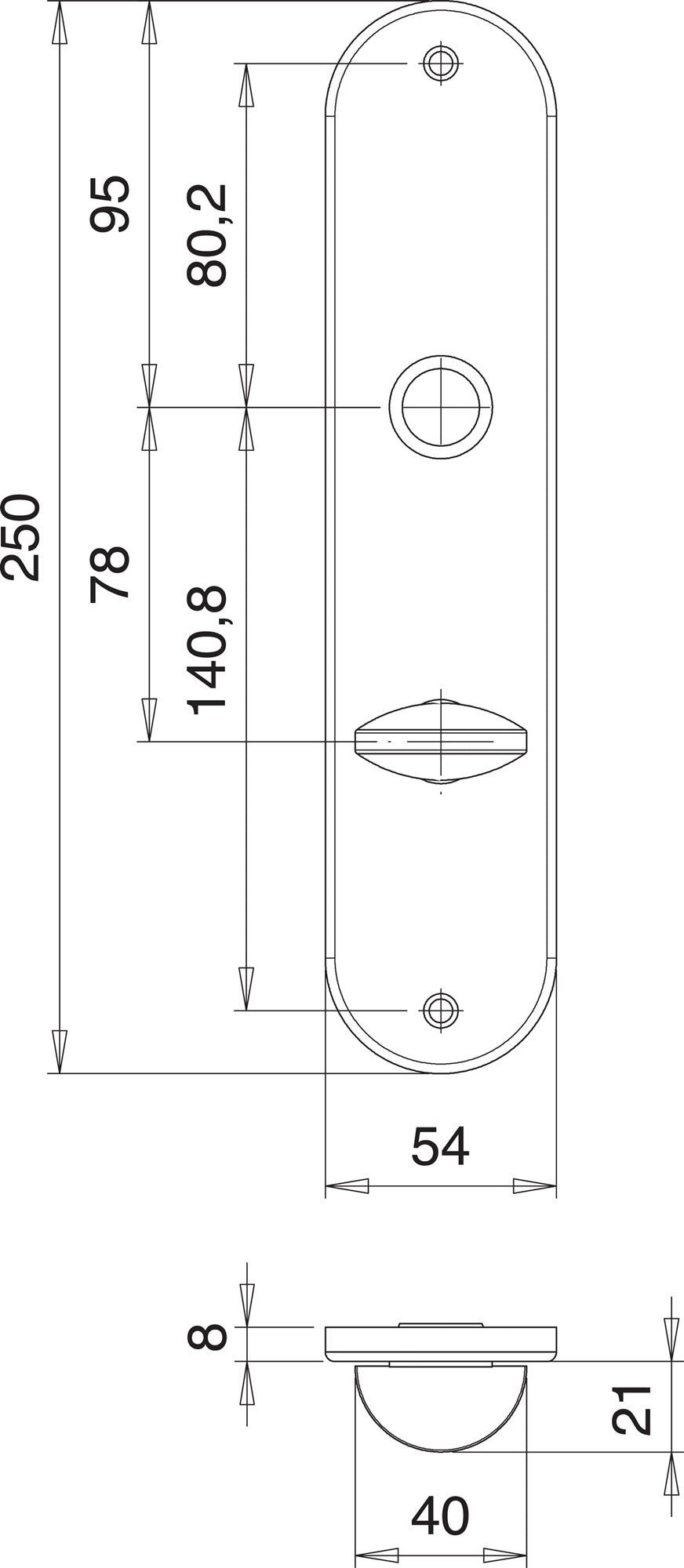 EDI Renovierschild 206 Z Edelstahl oval 250 mm Entfernung 72 mm – 2 Stück