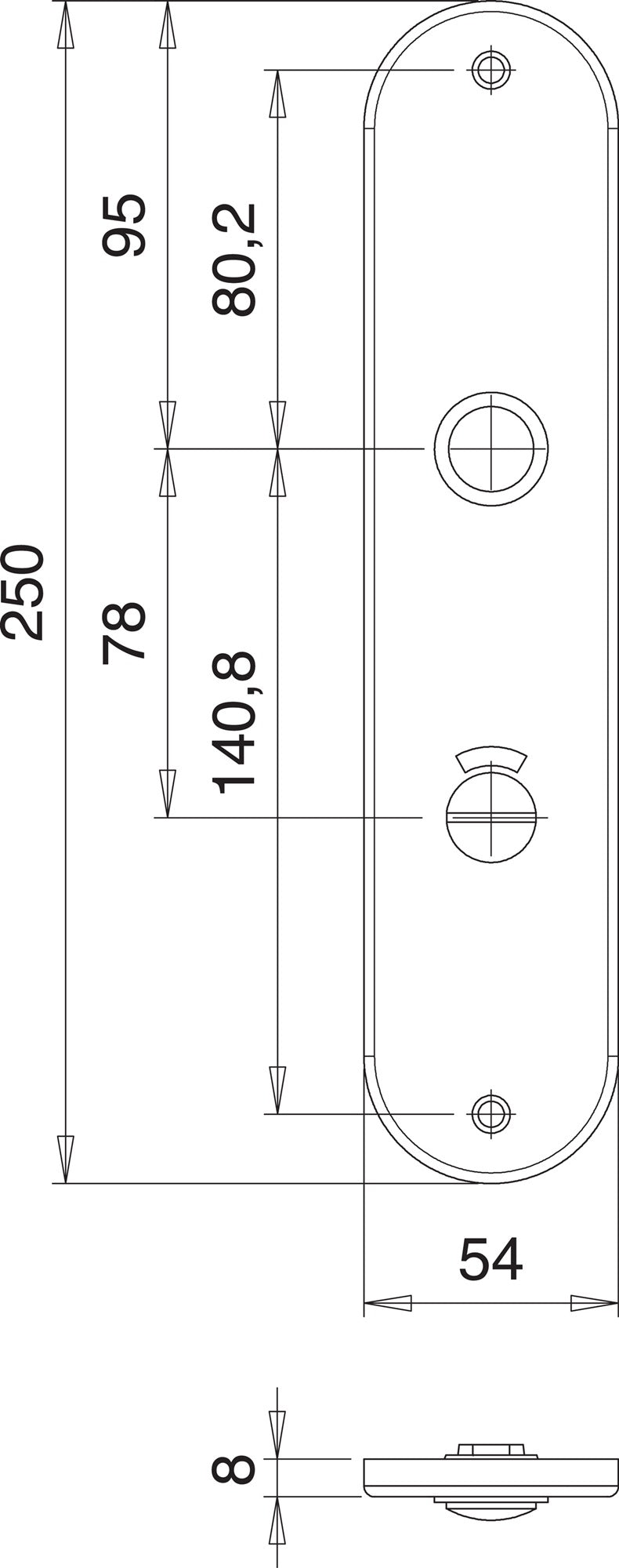 EDI Renovierschild 206 Z Edelstahl oval 250 mm Entfernung 72 mm – 2 Stück