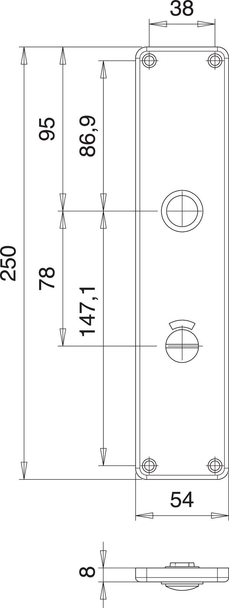 EDI Renovierschild 220 Z Edelstahl F00 BB, Entfernung 72 mm, 2er-Pack