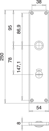 EDI Renovierschild 220 Z Edelstahl F00 BB, Entfernung 72 mm, 2er-Pack