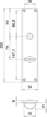 EDI Renovierschild 220 Z Edelstahl F00 BB, Entfernung 72 mm, 2er-Pack