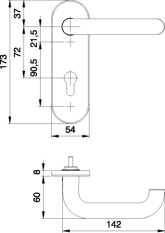 EDI Feuerschutzgarnitur Targa/K FS 103/103 Aluminium F1 für Türstärke 40-65 mm PZ DIN L/R