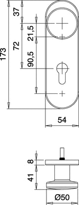 EDI Feuerschutzgarnitur Targa/K FS 103/103 Edelstahl PZ DIN L/R für Türstärke 40-65 mm