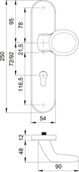 EDI Schutzgarnitur Logo 8743/0272 Edelstahl für Türstärke 35-45 mm, Wechselgarnitur