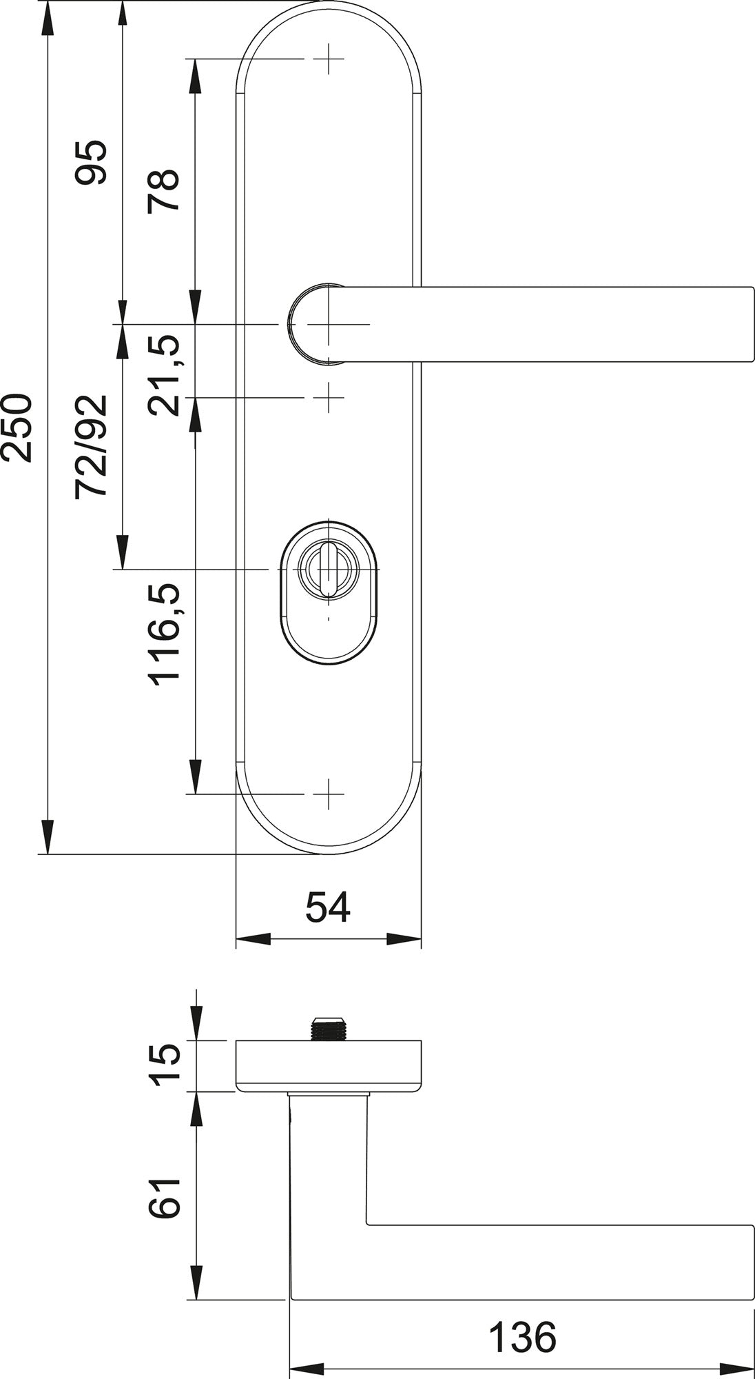 EDI Schutzgarnitur Logo 8745/7203 Edelstahl PZ 72 mm für Türstärke 35-45 mm