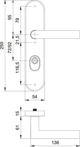 EDI Schutzgarnitur Logo 8745/7203 Edelstahl PZ 72 mm für Türstärke 35-45 mm