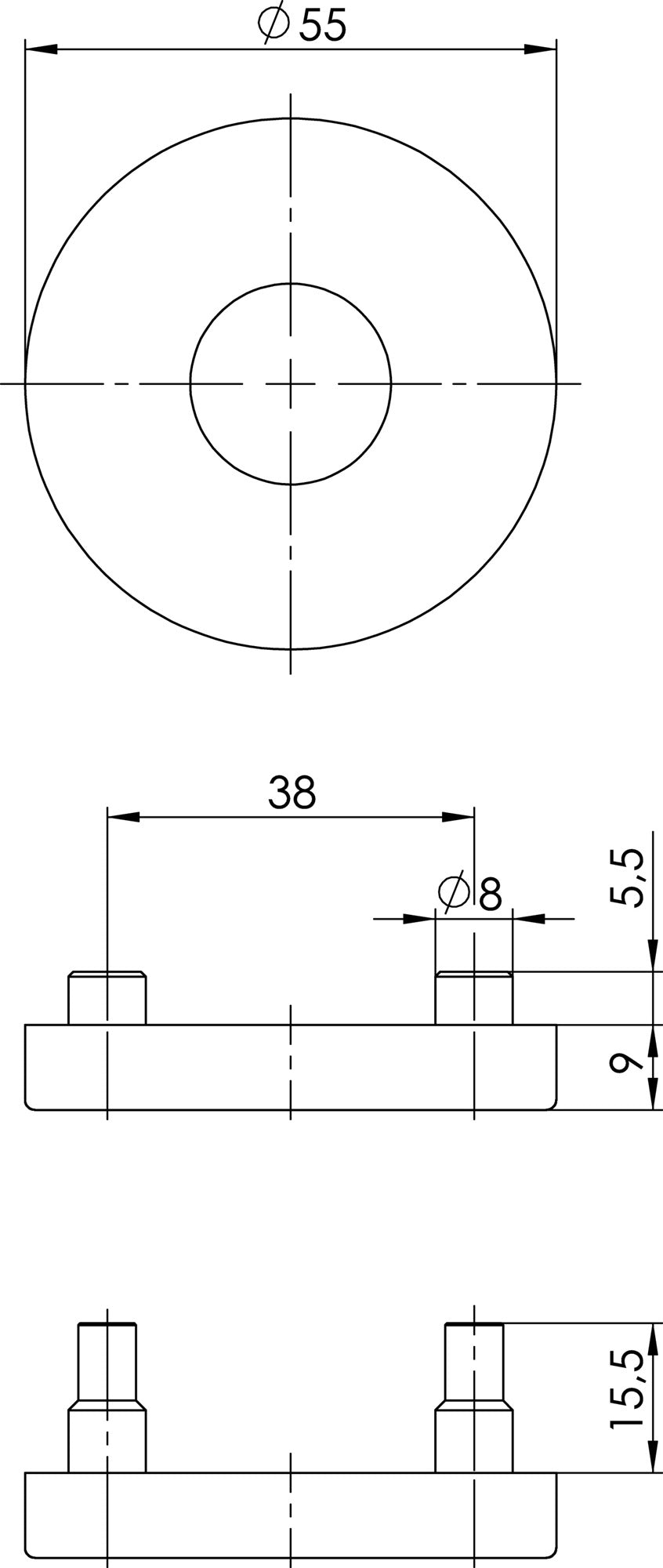 OGRO Drückerrosette 6501 23,5 AL Aluminium F1 rund Schildstärke 9 mm Rosetten-Paar