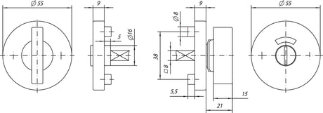 OGRO Schlüsselrosette 6612 PZ Aluminium F1 rund 9 mm verdeckte Verschraubung