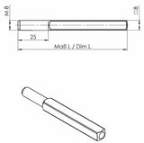 OGRO Wechselstift 115 Vierkantstift 8 x 105 mm Stahl M8 für Türstärke 66-80 mm