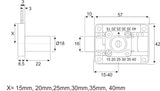BMB Aufschraubschloss Dornmaß 15-40 mm verstellbar, links/rechts/lad, verschiedenschließend