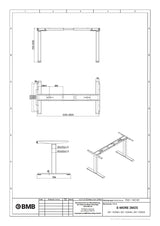 BMB Steh-Sitz Tischgestell E-MORE 2M2S – Elektrisch höhenverstellbar von 700 bis 1200 mm, silber RAL 9006