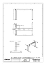 BMB Steh-Sitz Tischgestell E-MORE 2M2S – Elektrisch höhenverstellbar von 700 bis 1200 mm, silber RAL 9006