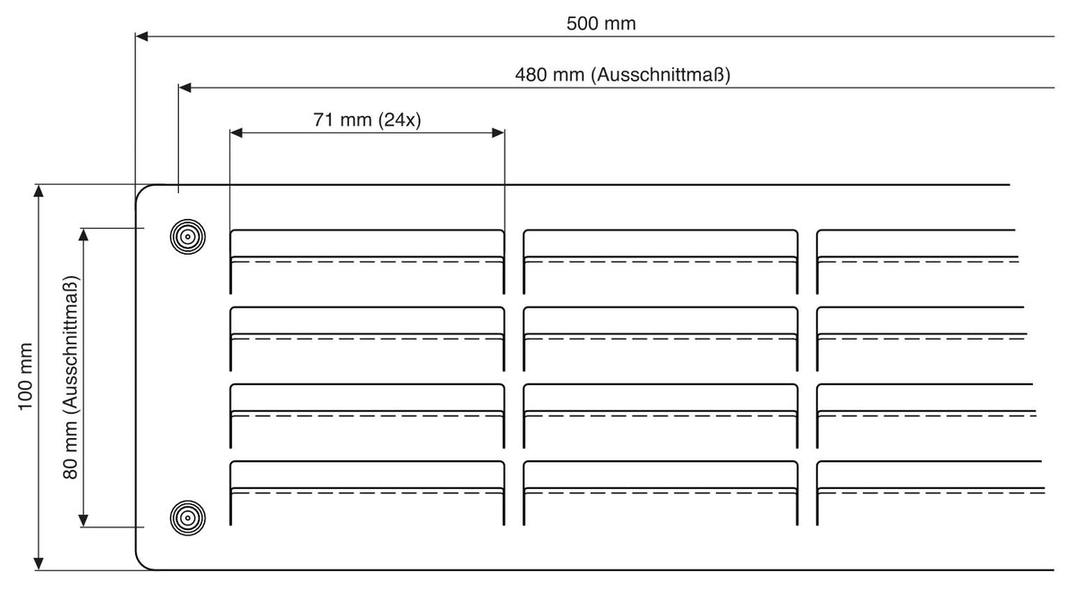 HOJU Badezimmerlüftung 9083 L 500 x 100 mm Aluminium Türlüftung