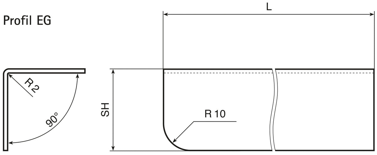 HOJU Eckschutzwinkel 1000 mm aus Edelstahl 1.4301, 20x20 mm, gebürstet Korn 320