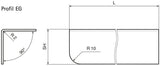 HOJU Eckschutzwinkel 1000 mm aus Edelstahl 1.4301, 20x20 mm, gebürstet Korn 320