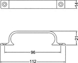 HERMETA Handgriff Aluminium 112 mm – eloxiert, 2 Schraublöcher, C2C-zertifiziert