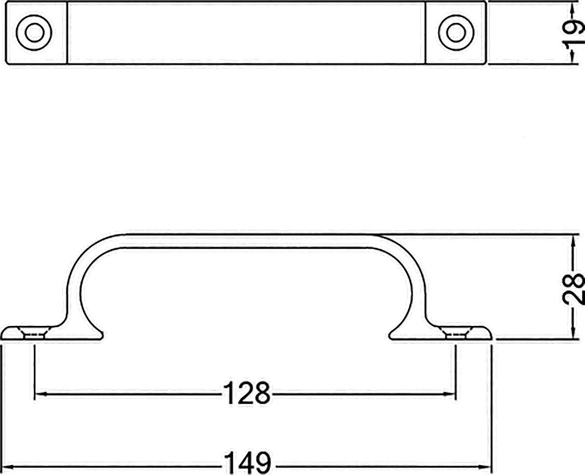 HERMETA Handgriff Aluminium 112 mm – eloxiert, 2 Schraublöcher, C2C-zertifiziert