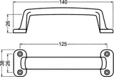 HERMETA Handgriff Aluminiumguss silberfarbig eloxiert 110 mm – 4 Löcher, C2C-zertifiziert