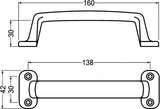 HERMETA Handgriff Aluminiumguss silberfarbig eloxiert 110 mm – 4 Löcher, C2C-zertifiziert