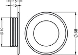 HERMETA Muschelgriff Aluminium silberfarbig eloxiert rund Ø 52 mm Einlass-Ø 35 mm