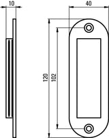 HERMETA Schiebetürmuschel Aluminium silberfarbig eloxiert 2 x Ø 5 mm Länge 120 mm Breite 40 mm