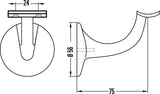 HERMETA Handlaufträger 3506 Aluminium silberfarbig eloxiert, gewölbte Auflage, Wandplatte 56 mm