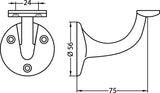HERMETA Handlaufträger 3507 Aluminium silberfarbig eloxiert Wandplatte 56 mm gerade Auflage
