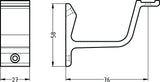 Handlaufträger 3550 von HERMETA – Aluminium, gerade Auflage, Wandabstand 76 mm, DIN 18040