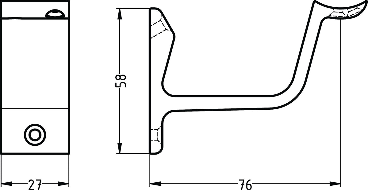 Handlaufträger 3552 von HERMETA – Aluminium, gewölbte Auflage, 76 mm Wandabstand, eloxiert