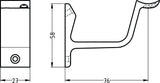 Handlaufträger 3552 von HERMETA – Aluminium, gewölbte Auflage, 76 mm Wandabstand, eloxiert