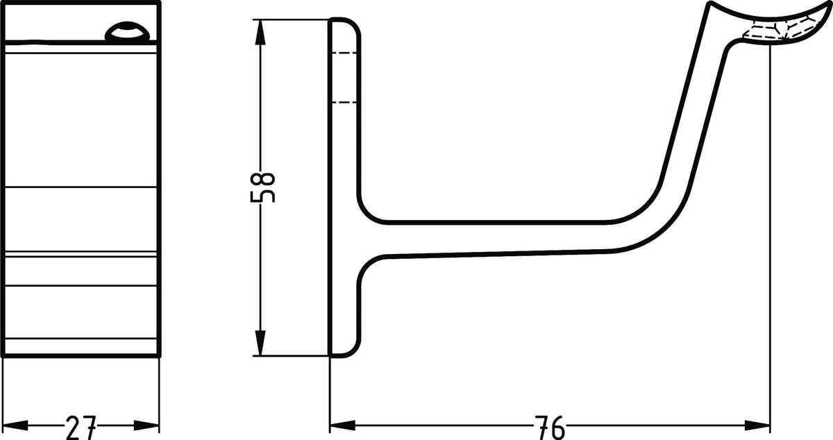 Handlaufträger 3553 von HERMETA – gewölbte Auflage, Aluminium eloxiert, DIN 18040