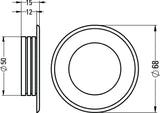 HERMETA Muschelgriff Aluminium silberfarbig eloxiert rund Ø 52 mm Einlass-Ø 35 mm
