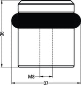 HERMETA Bodentürpuffer 4735 Ø 39 mm Höhe 36 mm Aluminium silberfarbig eloxiert Dübelmontage