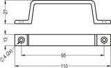 HERMETA Handgriff Aluminium silberfarbig eloxiert 110 mm – 2 Löcher, C2C-zertifiziert